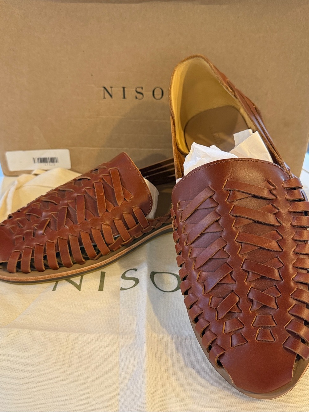 Nisolo Men’s Cognac Woven Leather Slip-On Loafers 11 NIB